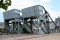 Scherzer Rolling Lift Bridges on Custom House Quay of North Dock. Dublin, Ireland.