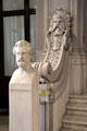 Banister carvings on stairway to Museo Nazionale del Risorgimento Italiano in Palazzo Carignano. Turin, Italy.