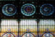Stained glass ceiling in Hotel de la Ciudad de Mexico. Mexico City, Mexico.