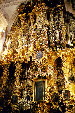 The painted & gilded Churrigueresque interior of church of Santa Prisca, Taxco. Mexico.