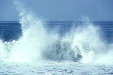 Waves explode as they hit beach at Manialtepec. Mexico.