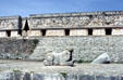 Double-headed jaguar, which may have acted as a throne, in front of Governor's Palace at Uxmal. Mexico.