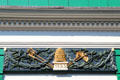 Ornately carved board above front door of prosperous home at Arnhem Openlucht Museum. Arnhem, Netherlands.
