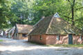 Brick houses with ceramic tile roofs at Arnhem Openlucht Museum. Arnhem, Netherlands.