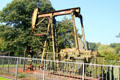 "Nodding donkey" from Rotterdam used after oil was discovered in the Netherlands at Arnhem Openlucht Museum. Arnhem, Netherlands.