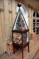 Antique pyramid-shaped case displaying geodes at Teylers Museum. Haarlem, Netherlands.