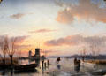 Winter landscape with canal & windmill painting by Andreas Schelfhout at Teylers Museum. Haarlem, Netherlands.