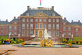Fountain in front of entrance to formal gardens with statue of Venus & Cupid. Het Loo, Netherlands.