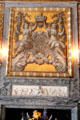 Royal crown with letters "W" & "M" on chimney breast in Great Hall. Het Loo, Netherlands.
