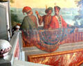 Tromp l'Oeil mural on wall of Grand Staircase depicting richly dressed men, probably Ottoman, by Daniel Marot. Het Loo, Netherlands
