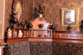 Rail of collectibles above seating bench in Drawing Room of Prince Hendrik. Het Loo, Netherlands.