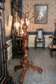 Intricately carved & shaped coat tree in King Willem III dressing room. Het Loo, Netherlands.