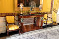 Wall covering & matching chair upholstery in golden yellow in office of King Willem I. Het Loo, Netherlands.