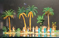 Tin figure diorama showing Egyptian scene with palm trees at National Tin Figures Museum. Ommen, Netherlands.