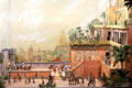Tin figure diorama showing Babylon with gardens & palaces by Nebuchadnezzar for his wife with Tower of Babel in the background at National Tin Figures Museum. Ommen, Netherlands.
