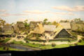Tin figure diorama showing events in May 1227 when Bishop Otto II sent troops to his occupied city of Groingen to aid its defense. The entire town of Ommen was plundered at that time at National Tin Figures Museum. Ommen, Netherlands.