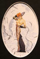 Art Nouveau female figure sculpted in tin at National Tin Figure Museum. Ommen, Netherlands.