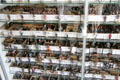 Various tin figures sorted into stock boxes at National Tin Figure Museum. Ommen, Netherlands.