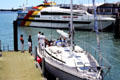 Sailing ships & yachts docked at Ferry building. Auckland, New Zealand.