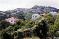 Houses near the top of cable car route in Wellington. Wellington, New Zealand.