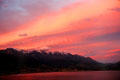 Sunset over the mountains in Kaikoura. New Zealand.
