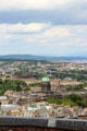 Dome of National Records of Scotland building on Charlotte Square with Firth of Forth bridges beyond. Edinburgh, Scotland.