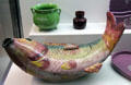 Earthenware carp tureen marked Wemyss Ware by Robert Heron & Son for Fife Pottery at Museum of Edinburgh. Edinburgh, Scotland.