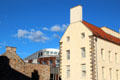Roofline of Scottish Parliament & traditional listed building incorporated into complex. Edinburgh, Scotland.