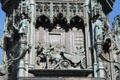 Arriving by carriage relief panel by William Birnie Rhind on Duke of Buccleuch statue. Edinburgh, Scotland.