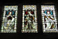 Stained glass windows in Tron Kirk. Edinburgh, Scotland.