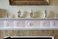 Adam-style parlour fireplace mantle frieze with figurines at Georgian House museum. Edinburgh, Scotland.