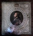 Stipple engraving of George III by unknown with cut paper border by Thomas Hunter of Edinburgh at Georgian House museum. Edinburgh, Scotland.