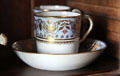 Blue & gold porcelain teacup at Georgian House museum. Edinburgh, Scotland.