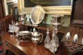 Sideboard with silver in dining room at Georgian House museum. Edinburgh, Scotland.