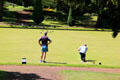 Lawn bowling at Dirleton Castle. Dirleton, Scotland.