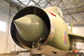 Detail of nose of English Electric Lightning jet fighter at National Museum of Flight. East Fortune, Scotland.