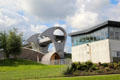 Falkirk Wheel over visitor centre. Falkirk, Scotland.