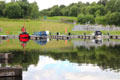 Boats in Falkirk Wheel Basin. Falkirk, Scotland.