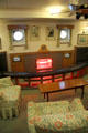 Electric fireplace in officer's mess on Royal Yacht Britannia. Edinburgh, Scotland.