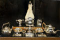 Silver collection in officer's mess on Royal Yacht Britannia. Edinburgh, Scotland.