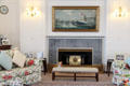 Drawing room fireplace on Royal Yacht Britannia. Edinburgh, Scotland.