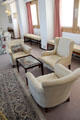 Drawing room sitting area with puzzle on Royal Yacht Britannia. Edinburgh, Scotland.