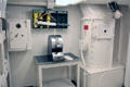 Textile marking machine in laundry on Royal Yacht Britannia. Edinburgh, Scotland.