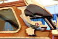 Dolphin decoration on Royal Barge at Royal Yacht Britannia. Edinburgh, Scotland.