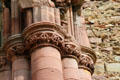 Carved columns at Melrose Abbey. Melrose, Scotland.