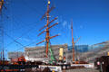Mast of museum ship RRS Discovery. Dundee, Scotland.
