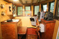 Wheelhouse of Scottish great-line vessel with radar of era at Scottish Fisheries Museum. Anstruther, Scotland.