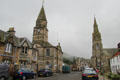 Falkland High Street with Falkland Town Hall & Parish Church. Falkland, Scotland.