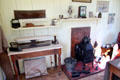 Ironing equipment in D MacPherson Tailor & Outfitter shop at Highland Folk Museum. Newtonmore, Scotland.