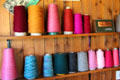 Bobbins in Craigdhu tweed weaving cottage at Highland Folk Museum. Newtonmore, Scotland.